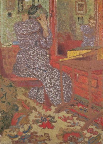 Madame Vuillard Arranging her Hair, 1900 (diretoria) de Edouard Vuillard