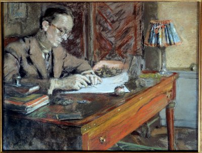 Retrato de Jean Giraudoux (1882 - 1944), escritor francês, século XX. Paris, Comédia Francesa (óleo sobre tela) de Edouard Vuillard