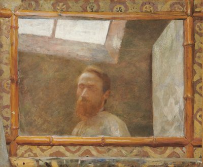 Auto-retrato com um espelho de bambu; Auto-retrato com espelho de bambu, c.1890 de Edouard Vuillard