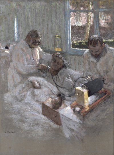 O cardiologista Henri Vaquez (1860-1936) e seu assistente, doutor Parvu, em La Pitie, c.1918-21 (pastel sobre papel) de Edouard Vuillard