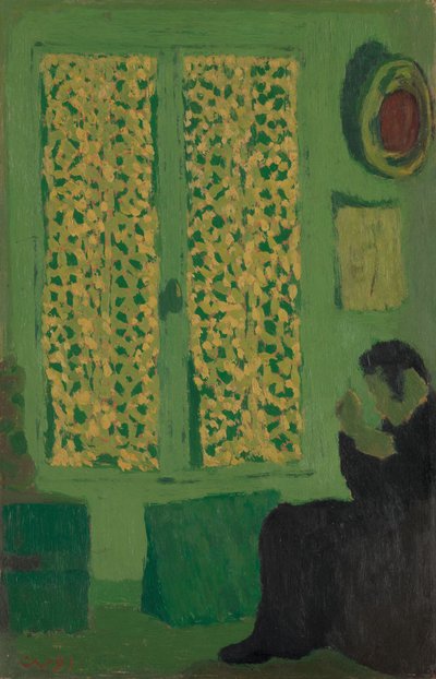 O Interior Verde, 1891 (óleo em papelão, montado em madeira embalada) de Edouard Vuillard