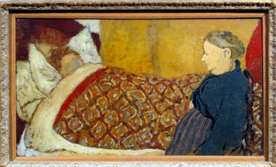 A canção de ninar Uma avó canta uma canção de ninar ou conta uma história para uma criança dormir. Maroufle de papelão no painel de madeira Parqueque d "Edouard Vuillard de Edouard Vuillard