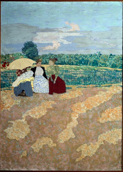 Os jardins públicos: A conversa (no centro) (detalhe do tríptico) de Edouard Vuillard