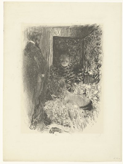 Duas mulheres e homens no interior iluminado Intimidade de Edouard Vuillard