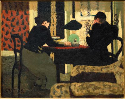 Duas mulheres sob um candeeiro (pintura sobre tela) de Edouard Vuillard