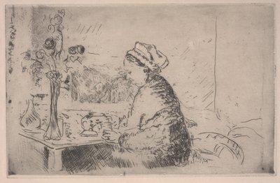 Mulher com um Bouquet, c.1924 (gravura) de Edouard Vuillard
