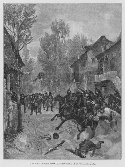 A Expedição Francesa Dispersa a Sabóia (gravura) de Edouardo Matania