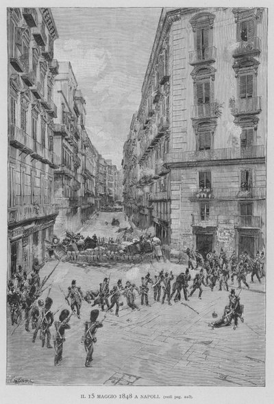 Em 15 de Maio de 1848 em Nápoles (gravura) de Edouardo Matania