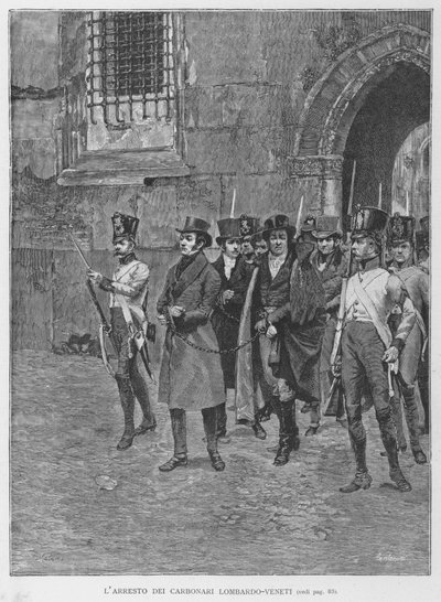 A Detenção dos Carbonari Lombardo-Veneti (gravura) de Edouardo Matania