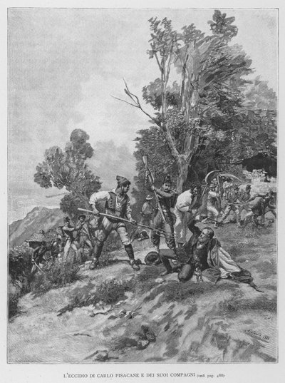 O massacre de Carlo Pisacane e seus companheiros (gravura) de Edouardo Matania