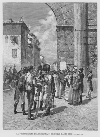 A Publicação da Proclamação Rimini, 30 de Março de 1815 (gravura) de Edouardo Matania
