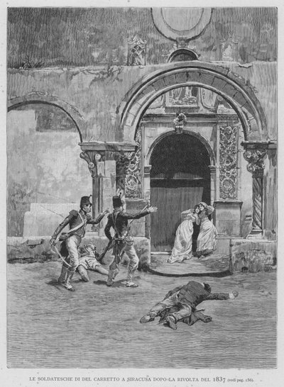 Os Soldados de Del Carretto em Siracusa após a Revolta de 1837 (gravura) de Edouardo Matania