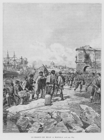 A Aterragem dos Mil em Marsala (gravura) de Edouardo Matania