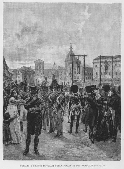 Morelli E Silvati Pendurado na Praça da Portacapuana (gravura) de Edouardo Matania