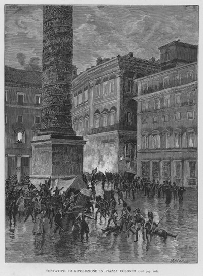 Tentativa de Revolução na Piazza Colonna (gravura) de Edouardo Matania