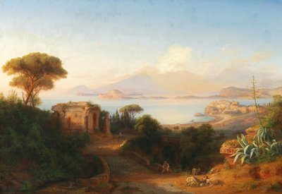 Vista da ilha de Procida no Golfo de Nápoles de Eduard Agricola