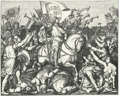 Henrique, o Fowler, rei da Francia Oriental, após a sua vitória sobre os magiares na batalha de Riade, 933 de Eduard Bendemann