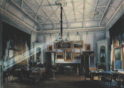 Estudo Azul do Imperador Alexandre II (1818-1881) no Palácio da Fazenda, 1860 (wc no papel) de Eduard Hau