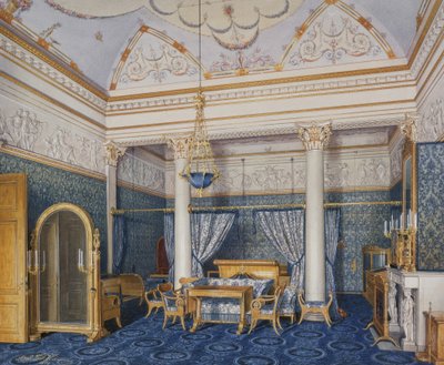 Interiores do Palácio de inverno. O quarto da imperatriz Alexandra Fyodorovna, 1870 de Eduard Hau