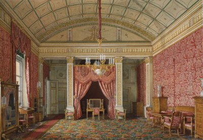 Interiores do Palácio de inverno. O primeiro apartamento reservado. O quarto da grande princesa Maria Nikolayevna, 1867 de Eduard Hau