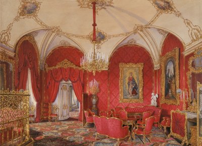 Interiores do Palácio de inverno. O quarto apartamento reservado. O quarto de canto, 1868 de Eduard Hau