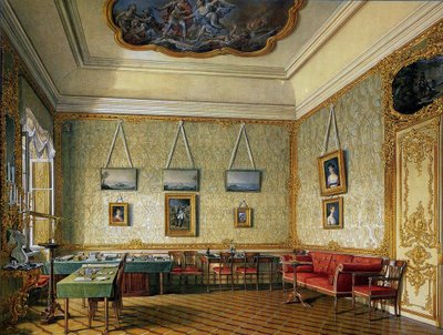 O trabalho ou pequeno estudo do imperador Alexandre I no grande palácio de Tsarskoye Selo, 1875 de Eduard Hau