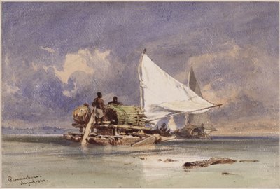 Jangadas no mar, perto de Pernambuco (Recife) de Eduard Hildebrandt