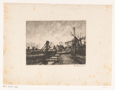 Caminho com ponte ao longo de uma vala de Eduard Karsen (signed by artist)