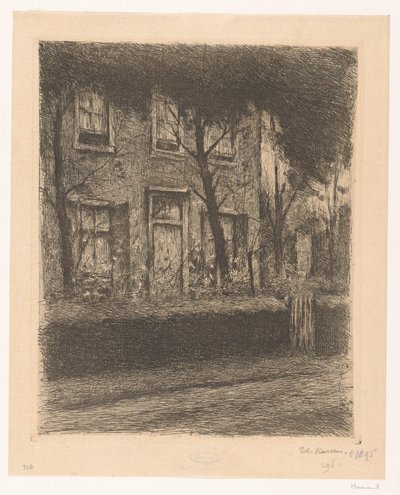 Jardim da frente de uma casa com cobertura de Eduard Karsen (signed by artist)