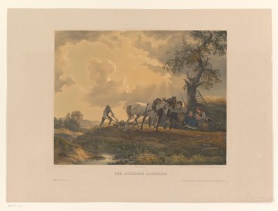 Figuras aram a terra Der Ackernde Landmann (título no objeto) de Eduard Weixlgärtner