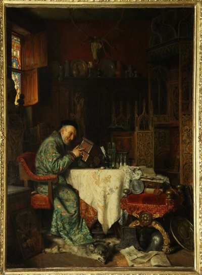 The Collector (penhorista) - Pintura de Eduard von Gruetzner (1846-1925), óleo sobre tela de Eduard von Grutzner