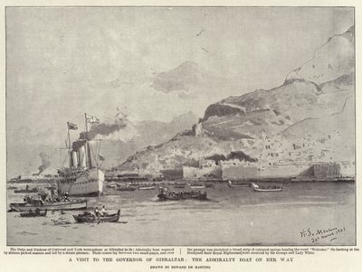 Uma visita ao Governador de Gibraltar, o Barco Almirantado a caminho (litho) de Eduardo de Martino