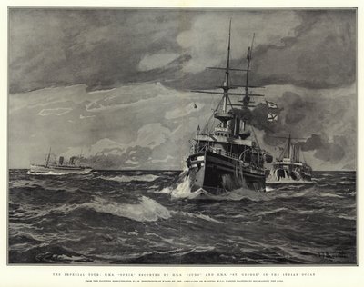 The Imperial Tour, HMS Ophir, escoltado por HMS Juno e HMS St George, no Oceano Índico de Eduardo de Martino