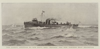 A mais recente adição à nossa marinha, HMS Havock, o novo destruidor de barcos de torpedos de Eduardo de Martino