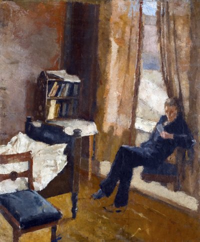 Andreas Reading - Peinture de Edvard Munch (1863-1944) - Óleo sobre papelão de Edvard Munch