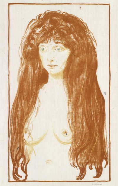 Die Sünde (Mädchen mit rotem Haar und grünen Augen) de Edvard Munch