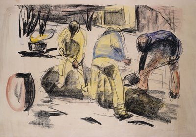 Grave workers; Trabalhadores de escavação de Edvard Munch