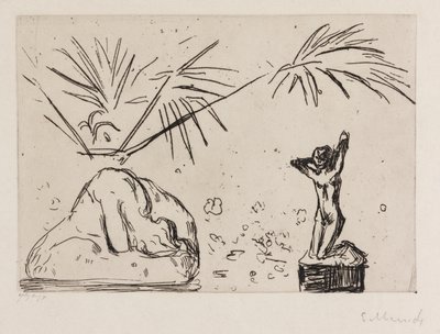 Interior com esculturas de Edvard Munch
