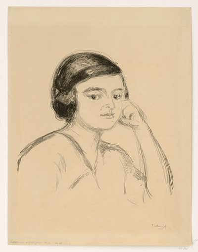 Jovem mulher (jovem mulher com a mão na face; rapariga com o braço apoiado) de Edvard Munch