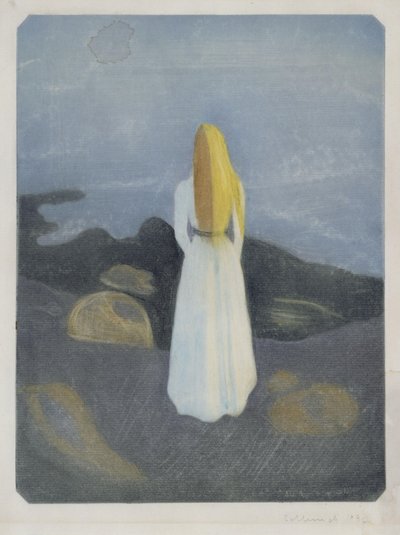 Jovem mulher na praia (A solitária) de Edvard Munch