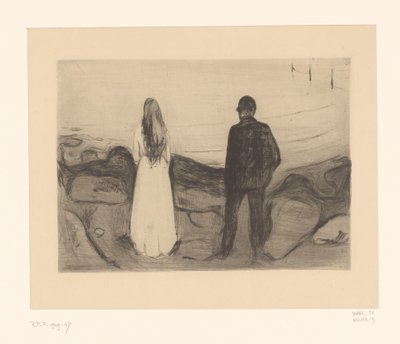 Homem e mulher em pé na praia Duas pessoas (título original) de Edvard Munch