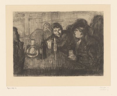Homens ao redor de uma mesa em um café Kristiana (Oslo) boêmios I (título original) de Edvard Munch