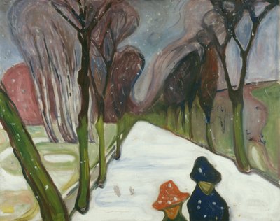 Neve nova na avenida de Edvard Munch