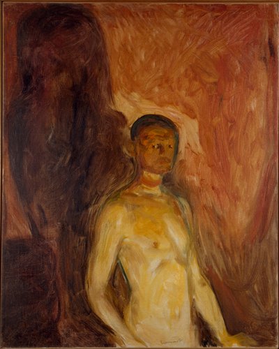 Self Portrait in Hell Painting by Edvard Munch (1863-1944) 1895 aproximadamente. Sol. 81,5x65,5 cm Oslo, Kommunes Kunstsamlinger Munch-Museet (Musee Munch) de Edvard Munch