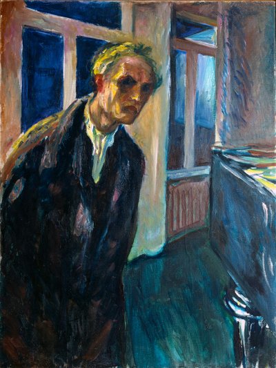 Auto-retrato ou Pintura Nocturna de Homem Andando por Edvard Munch (1863-1944) 1923-1924 Sol. 89,5x67,5 cm Oslo, Município de Colecções de Arte Munch-Museet (Musee Munch) de Edvard Munch