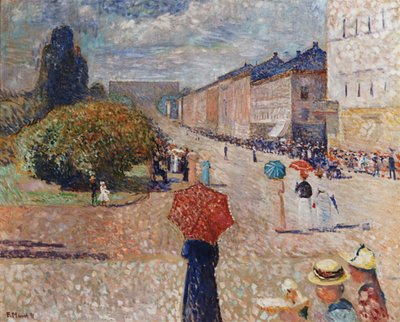 Dia de primavera na rua Karl Johan de Edvard Munch
