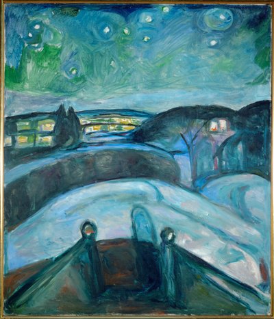 Noite estrelada, Ekely (pintura sobre tela) de Edvard Munch