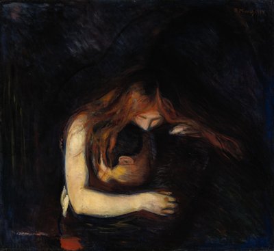 O amor e a dor do vampiro, 1894 de Edvard Munch