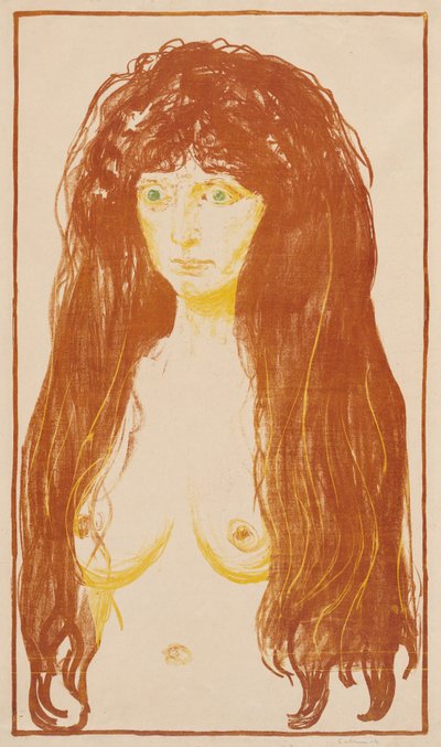 Mulher de cabelo ruivo e olhos verdes (O pecado) de Edvard Munch