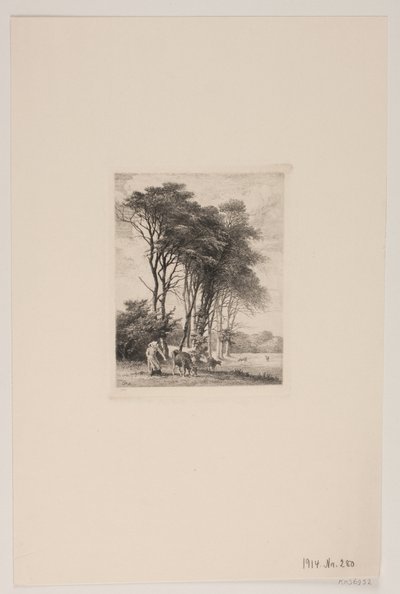 Paisagem. Vacas por uma floresta de Edvard Petersen